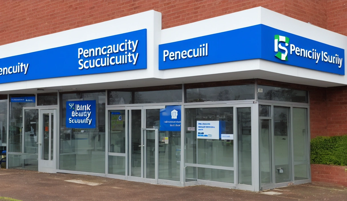 A security image of a bank with a sign that says "Unlock Financial Security with Penrith Building So