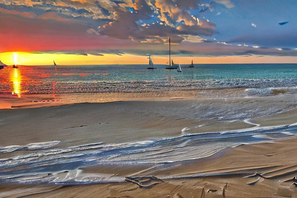 A breathtaking sunset over a serene beach